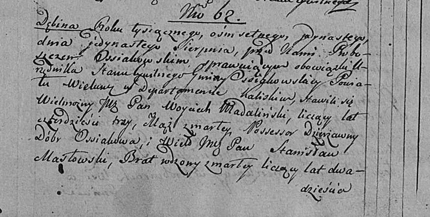 Felicjanna Madalińska z Masłowskich - akt zgonu